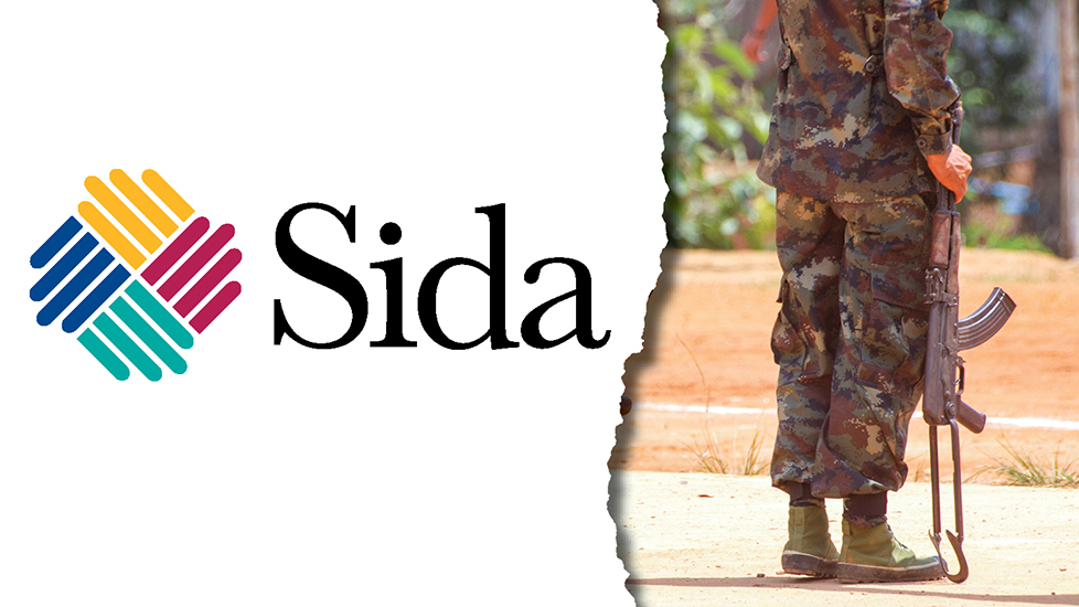 Sidas logotyp och bild av soldat i en och samma bild.