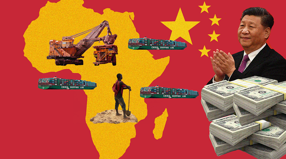 Kart över Afrika med kina inlagd